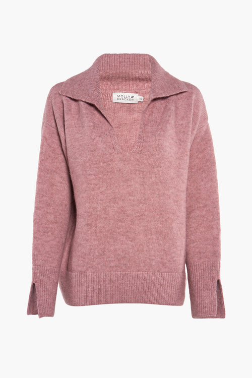 Trui met V-hals Roze - Molly Bracken