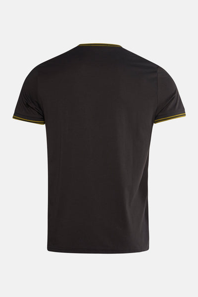 T-shirt à manches courtes gris de FRED PERRY avec col et ourlet de manches rayés.