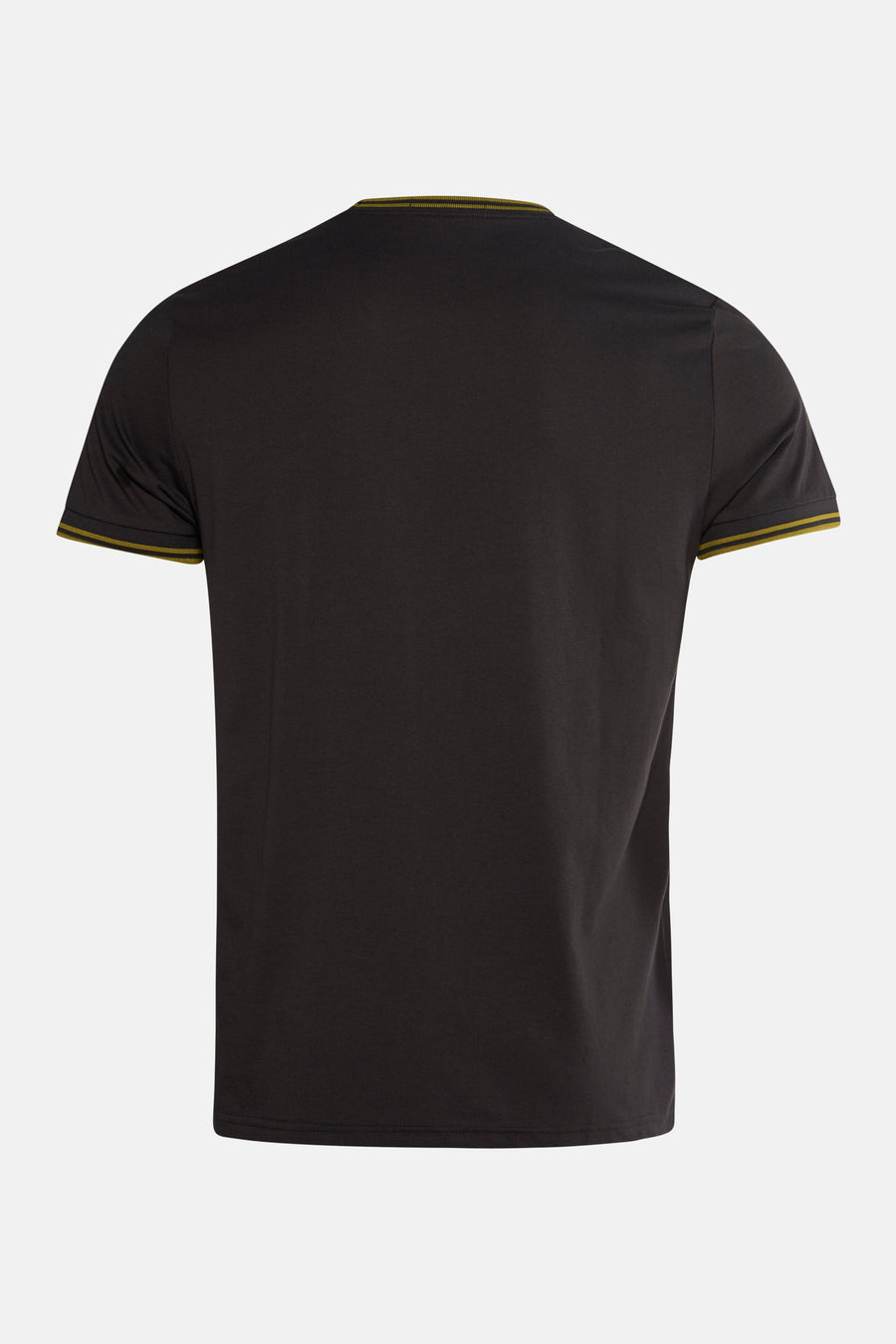 T-shirt à manches courtes gris de FRED PERRY avec col et ourlet de manches rayés.