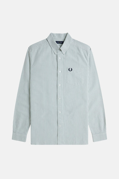 Chemise à manches longues rayée en coton, de FRED PERRY, avec poche poitrine et logo brodé.