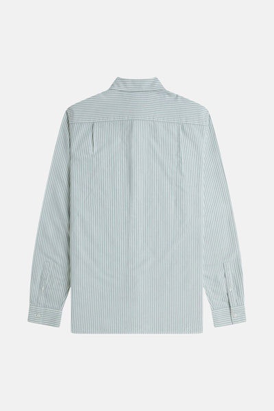 Chemise à manches longues rayée de FRED PERRY, vue de dos, avec des plis au niveau des épaules.
