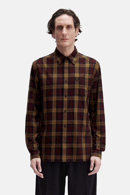 Multikleurig overhemd met lange mouwen van FRED PERRY, met ruitpatroon, met borstzak.