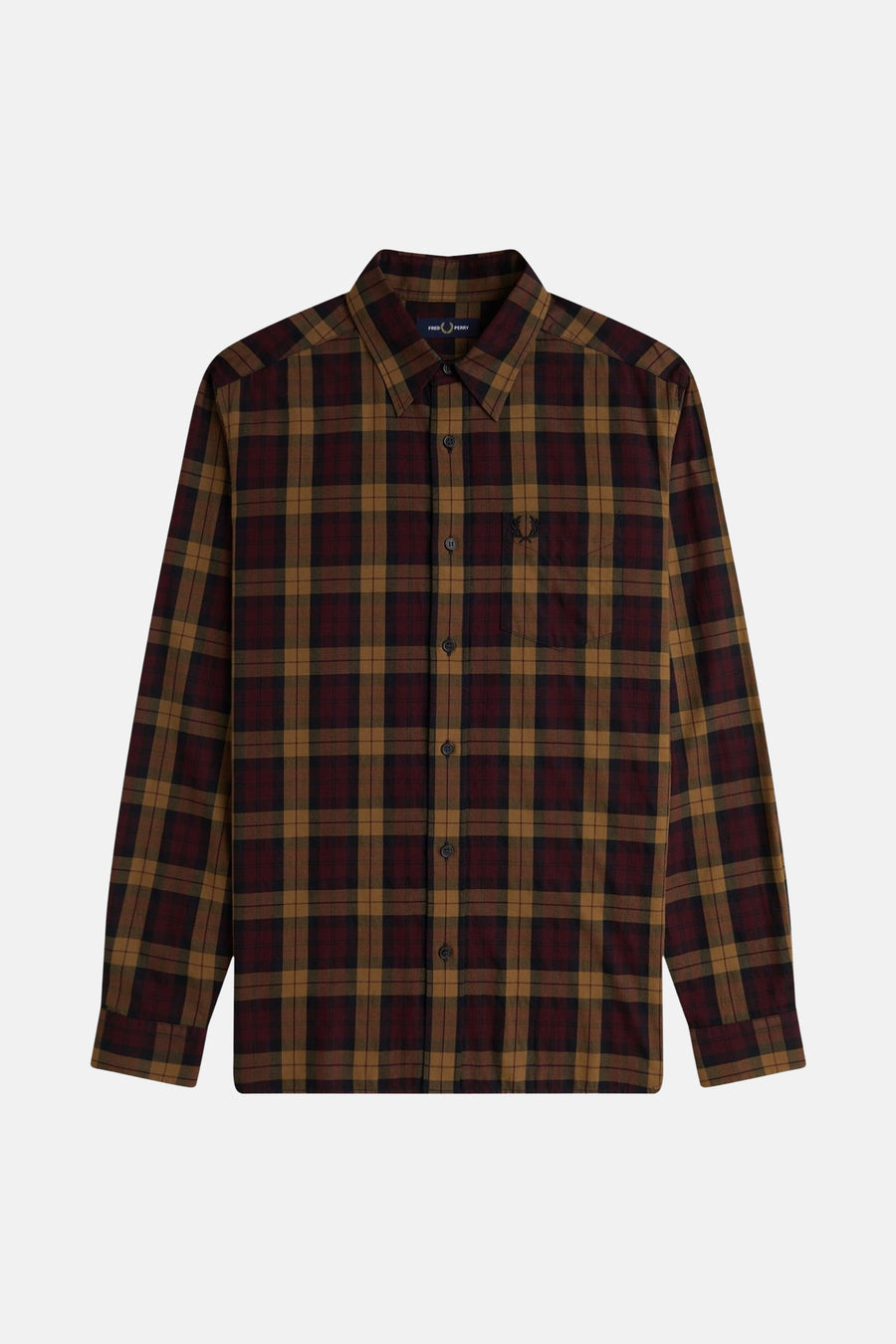 Multikleuren overhemd met lange mouwen van FRED PERRY, met ruitpatroon, borstzak en klassieke pasvorm.
