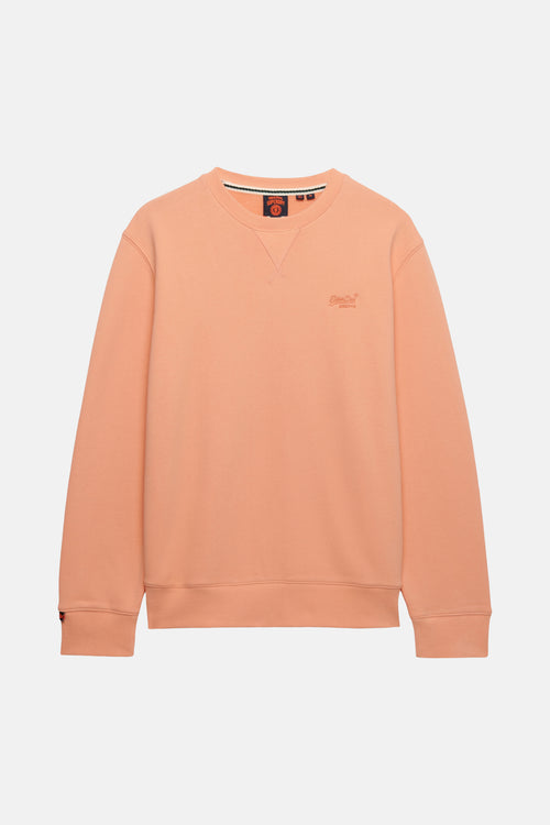 Koraalrode sweater van SUPERDRY, met toon-op-toon geborduurd logo op de borst.