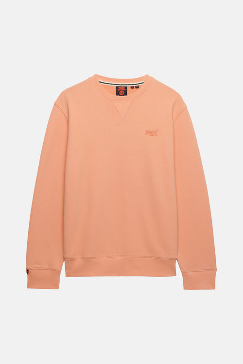 Koraalkleurige sweater van SUPERDRY, met geborduurd logo op de borst en geribbelde boorden.