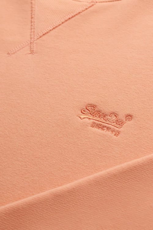 Koraalkleurige sweater van SUPERDRY met toon-op-toon geborduurd logo en geribbelde boorden.