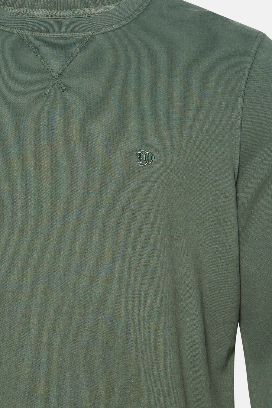 Groen SUPERDRY sweatshirt met ronde hals en discreet geborduurd logo op de borst.