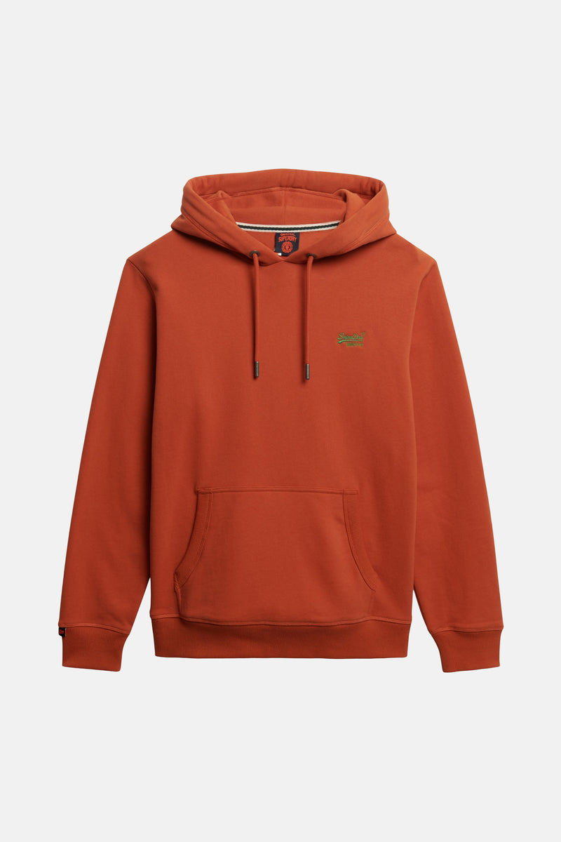 Sweat à capuche orange de Superdry, avec cordon de serrage et poche kangourou.