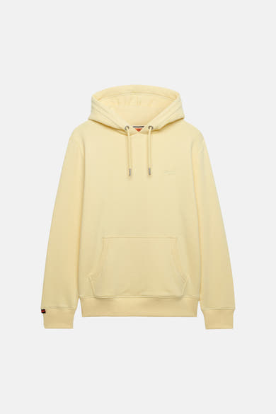 Sweat à capuche jaune de SUPERDRY, avec cordon de serrage et poche kangourou.