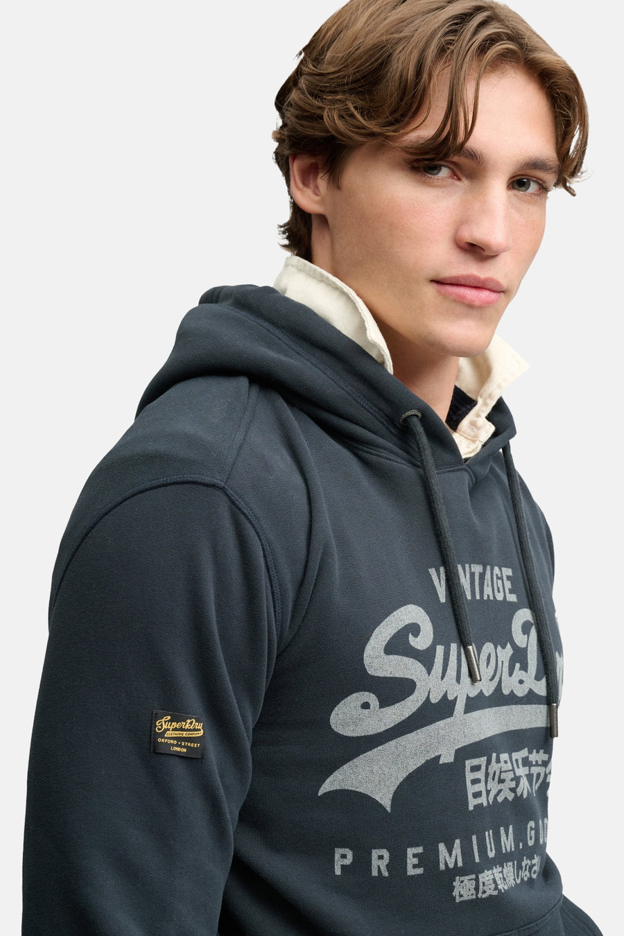 Sweater met kap blauw - SUPERDRY