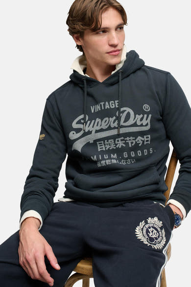 Sweater met kap blauw - SUPERDRY