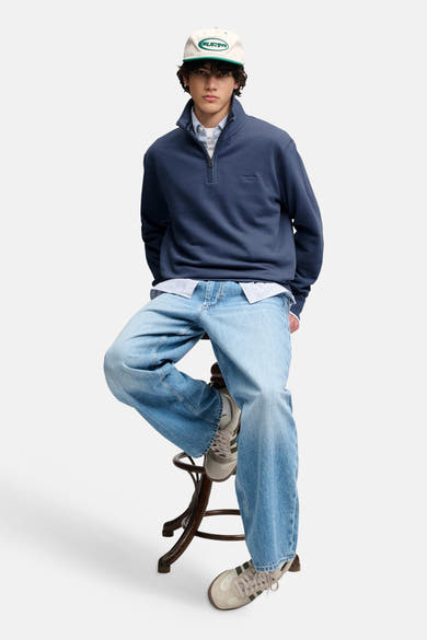 Sweat col roulé bleu - SUPERDRY