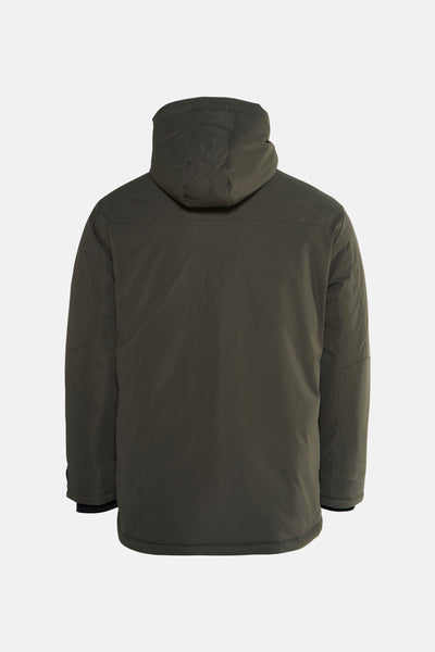 Manteau kaki de Petrol Industries, avec une capuche et des manches longues.