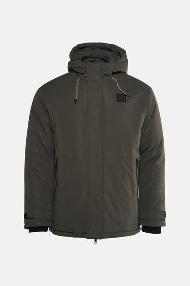 Manteau kaki de Petrol Industries®, à capuche et poches zippées sur les côtés.