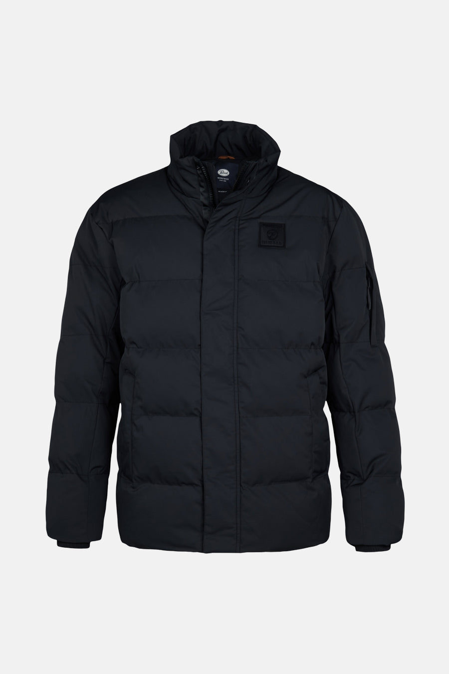 Veste de pluie noire de Petrol Industries®, avec un col montant et un logo discret sur la poitrine.