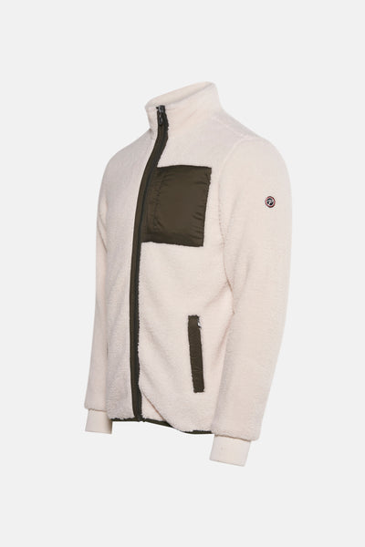 Veste courte en polaire écrue de Petrol Industries, avec fermeture éclair contrastée et poches plaquées.