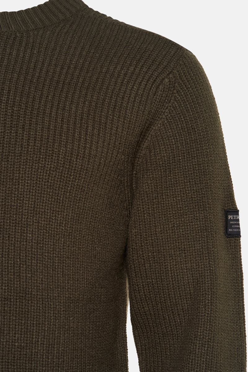 Pull met ronde hals - Kaki