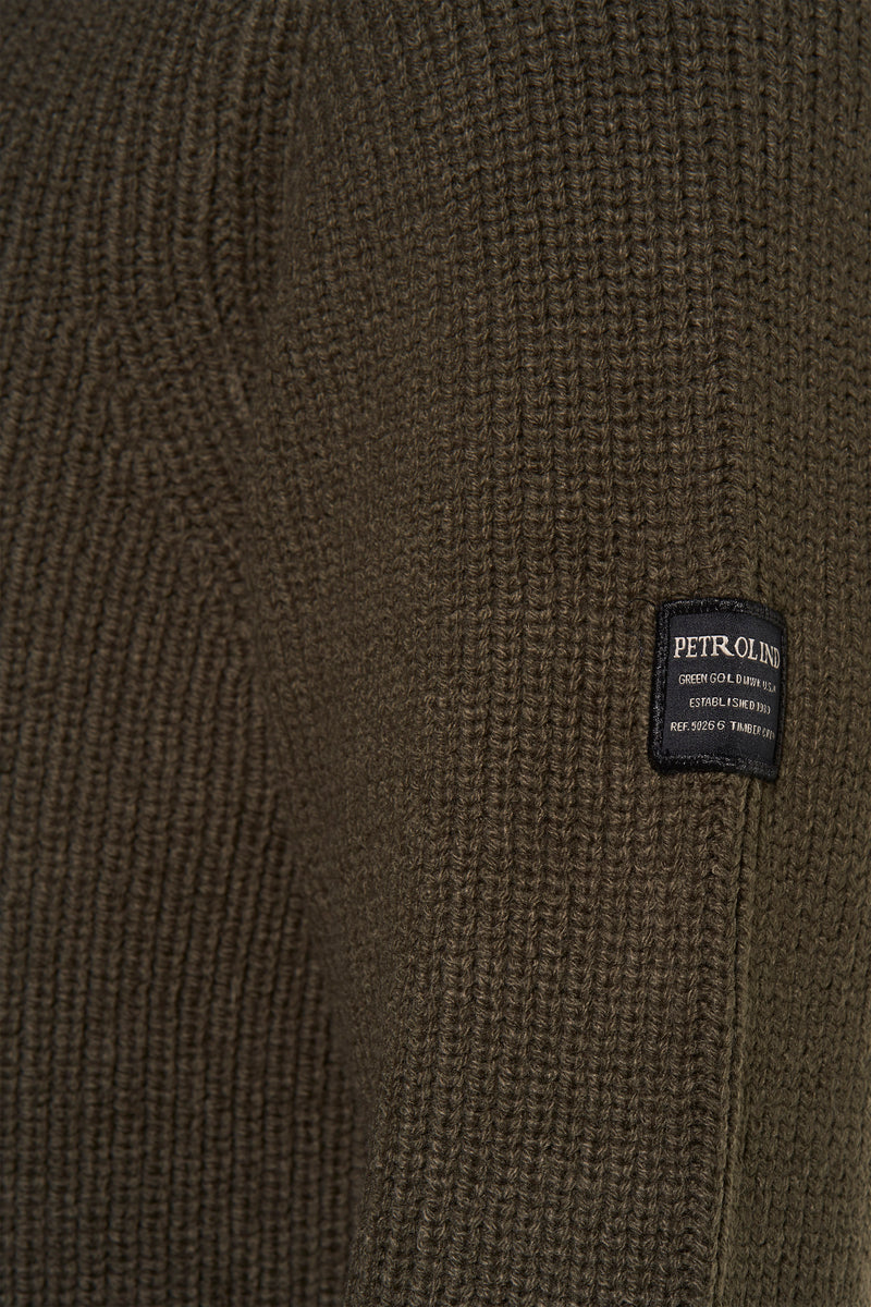 Pull met ronde hals - Kaki