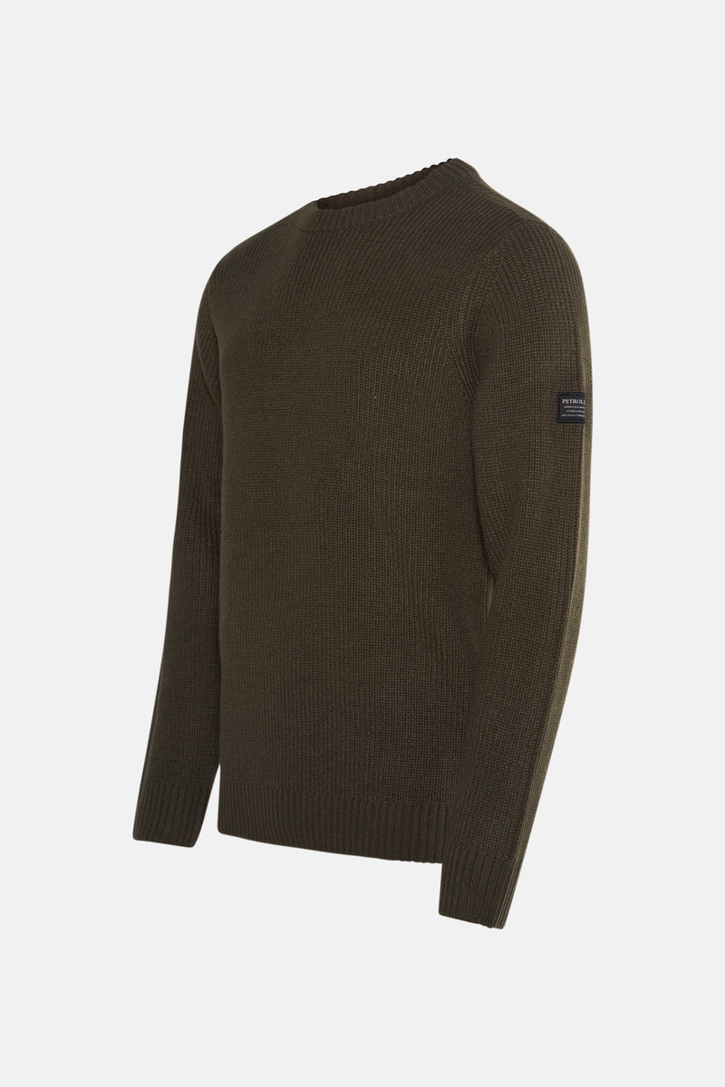 Pull met ronde hals - Kaki