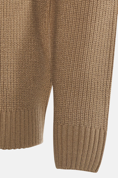 Beige ronde hals trui van Petrol Industries®, in ribgebreide stof met getextureerde details.