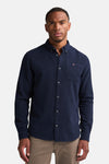 Blauwe blouse met lange mouwen van Petrol Industries, met borstzak en zichtbare knopen.