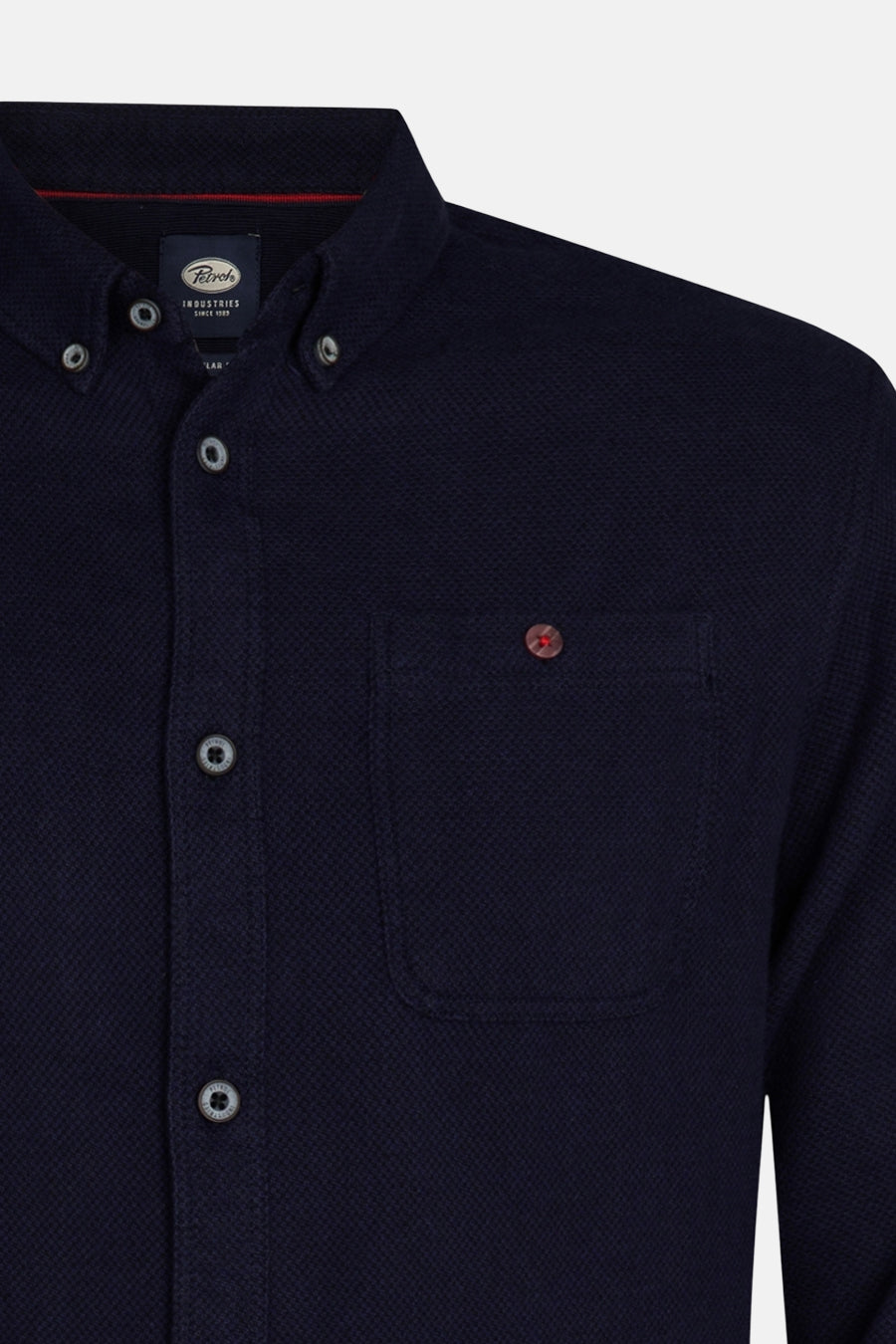 Blauw overhemd met lange mouwen van Petrol Industries, met knoopsluiting op de borstzak.