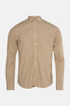 Beige overhemd met lange mouwen van Petrol Industries, met lichtbruin geometrisch patroon.