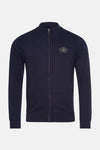 Gilet bleu marine de Petrol Industries avec fermeture éclair intégrale et logo imprimé sur la poitrine.
