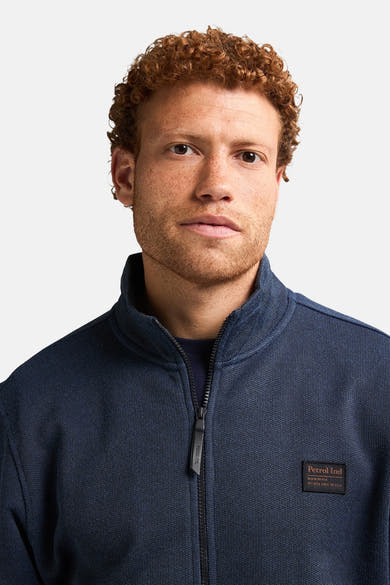 Blauwe bodywarmer van Petrol Industries met ritssluiting en gemêleerde textuur.