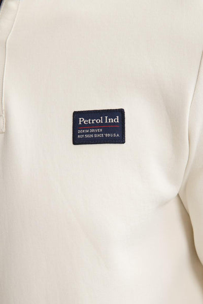 Ecru sweatshirt van Petrol Industries met een rechthoekig logo op de borst