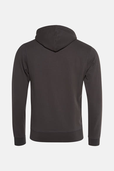 Grijze Petrol Industries® rits-sweatshirt, achterkant, met capuchon.