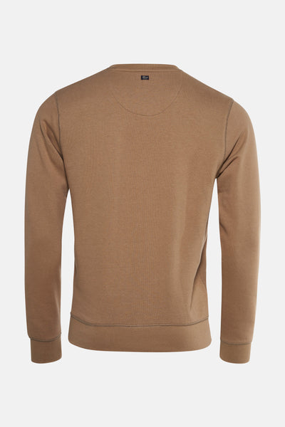Beige Petrol Industries sweatshirt, achterzijde, met ronde hals en lange mouwen.