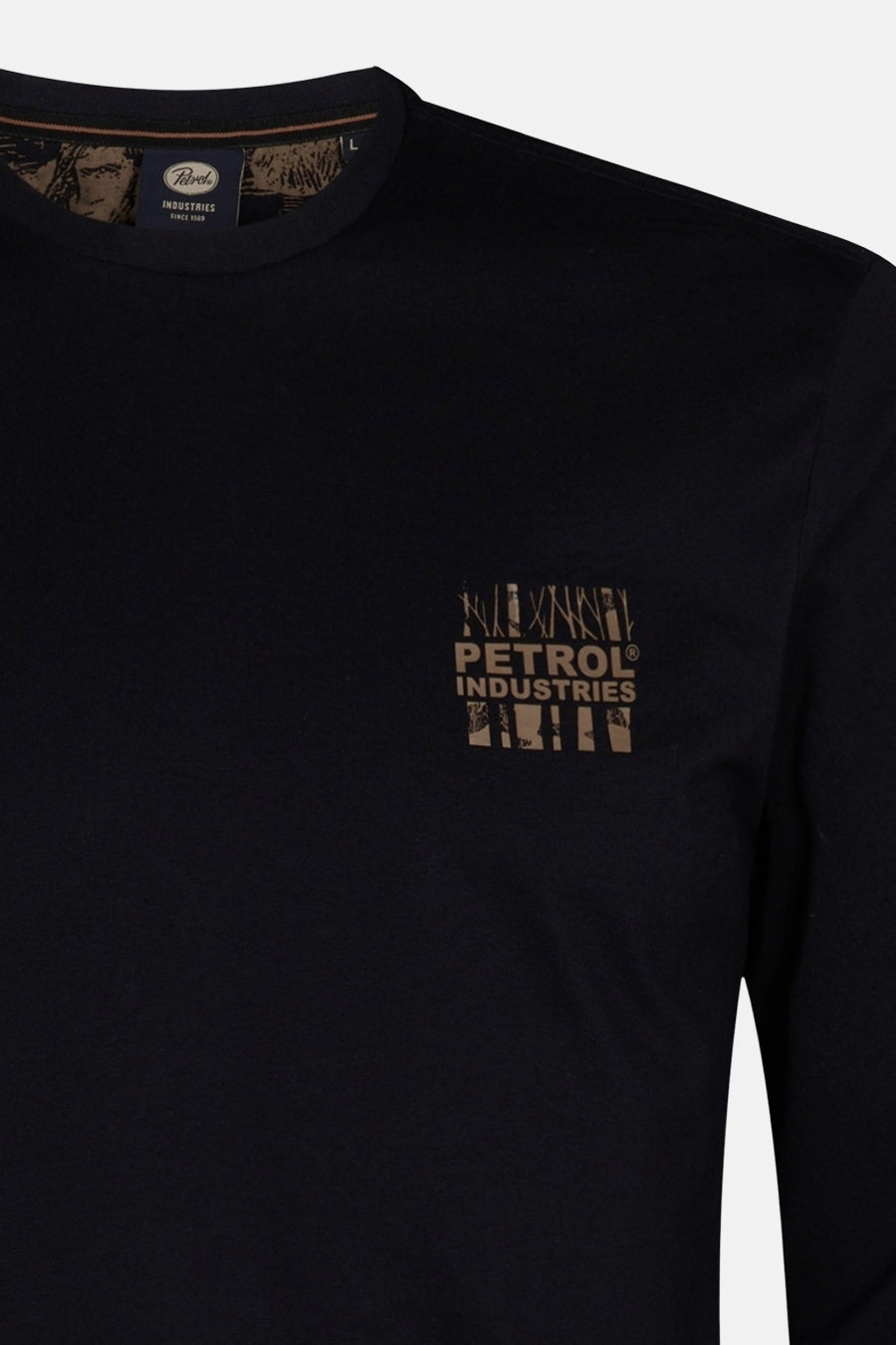 Zwart T-shirt met lange mouwen van Petrol Industries®, met logo op de borst