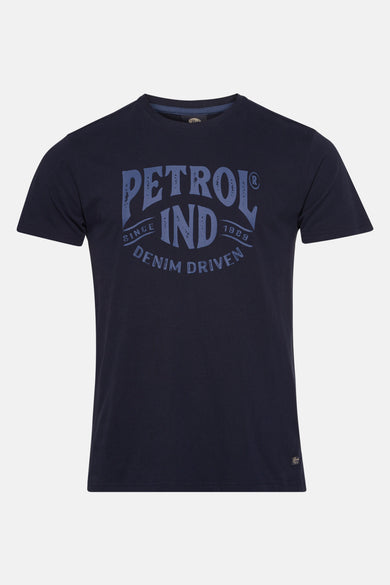 Blauw T-shirt met korte mouwen van Petrol Industries, effen, van achteren gezien.
