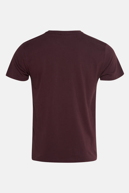 Bordeaux T-shirt met korte mouwen van Petrol Industries, achterkant, op lichte achtergrond.
