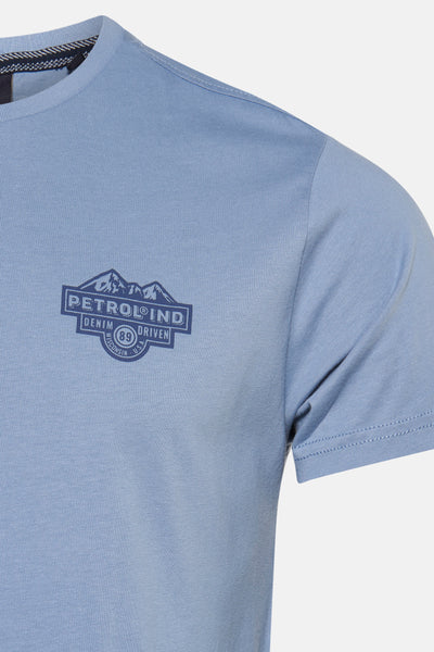 Blauw T-shirt met korte mouwen van Petrol Industries, met een grafische print op de borst.