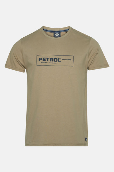 Beige T-shirt met korte mouwen van Petrol Industries, met een zwarte grafische print op de voorkant.