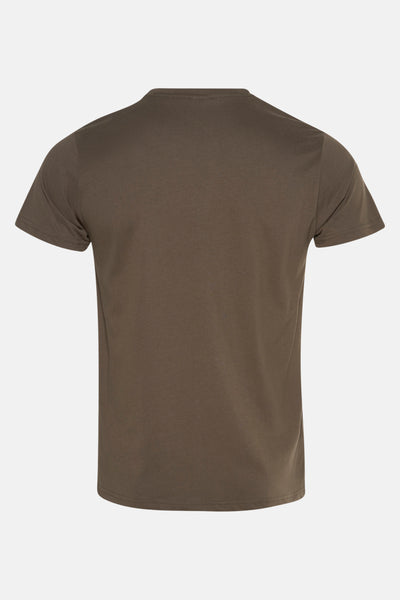 Kaki T-shirt met korte mouwen van Petrol Industries, effen, op lichte achtergrond.