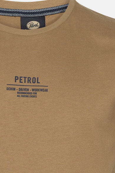 Beige T-shirt met korte mouwen van Petrol Industries, met een discrete print op de voorkant.