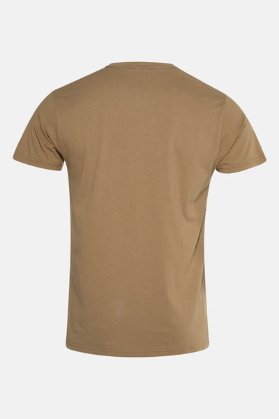 Beige T-shirt met korte mouwen van Petrol Industries, achterzijde, van effen katoenen jersey.