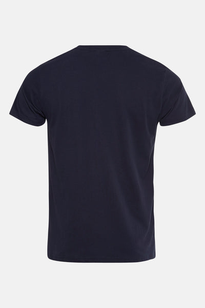 Blauw T-shirt met korte mouwen van Petrol Industries, effen, van achteren gezien.