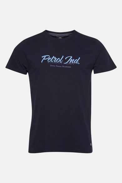 Blauw T-shirt met korte mouwen van Petrol Industries, met decoratieve print op de voorkant.