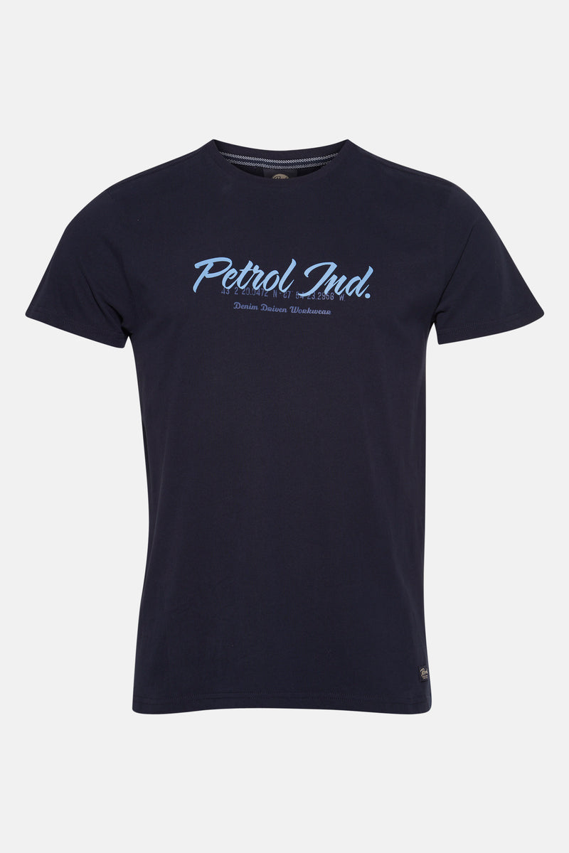 Blauw T-shirt met korte mouwen van Petrol Industries, met decoratieve print op de voorkant.