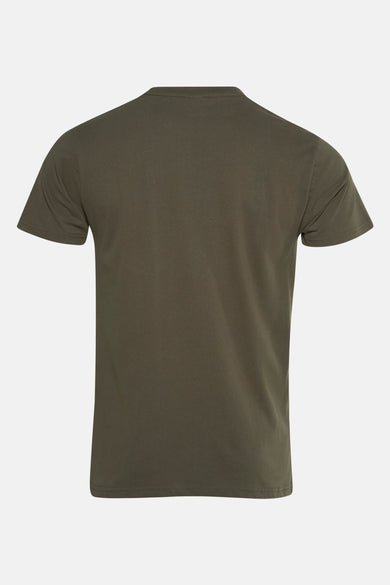 Kaki T-shirt met korte mouwen van Petrol Industries, achterzijde, normale pasvorm.