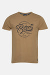 T-shirt beige à manches courtes de Petrol Industries®, avec un imprimé logo sur le devant.