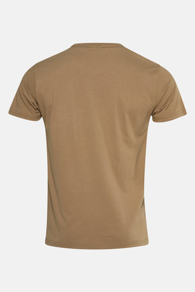 Beige T-shirt met korte mouwen van Petrol Industries, achterkant, met een ronde hals.