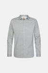 White long-sleeve shirt with subtle geometric pattern by Fynch-Hatton, front view, button-down collar, cream buttons