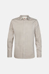 Beige long-sleeve shirt with geometric pattern by Fynch-Hatton, front view, button-down collar, slim fit