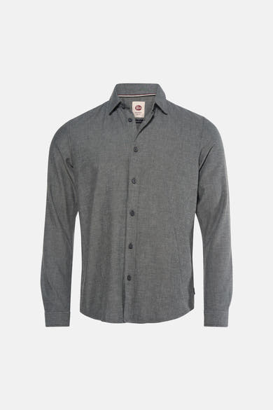 Green long-sleeve shirt by Rirch, textured fabric, button-down front, classic collar, front view