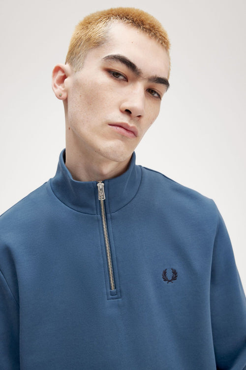 Sweat col roulé Bleu - FRED PERRY